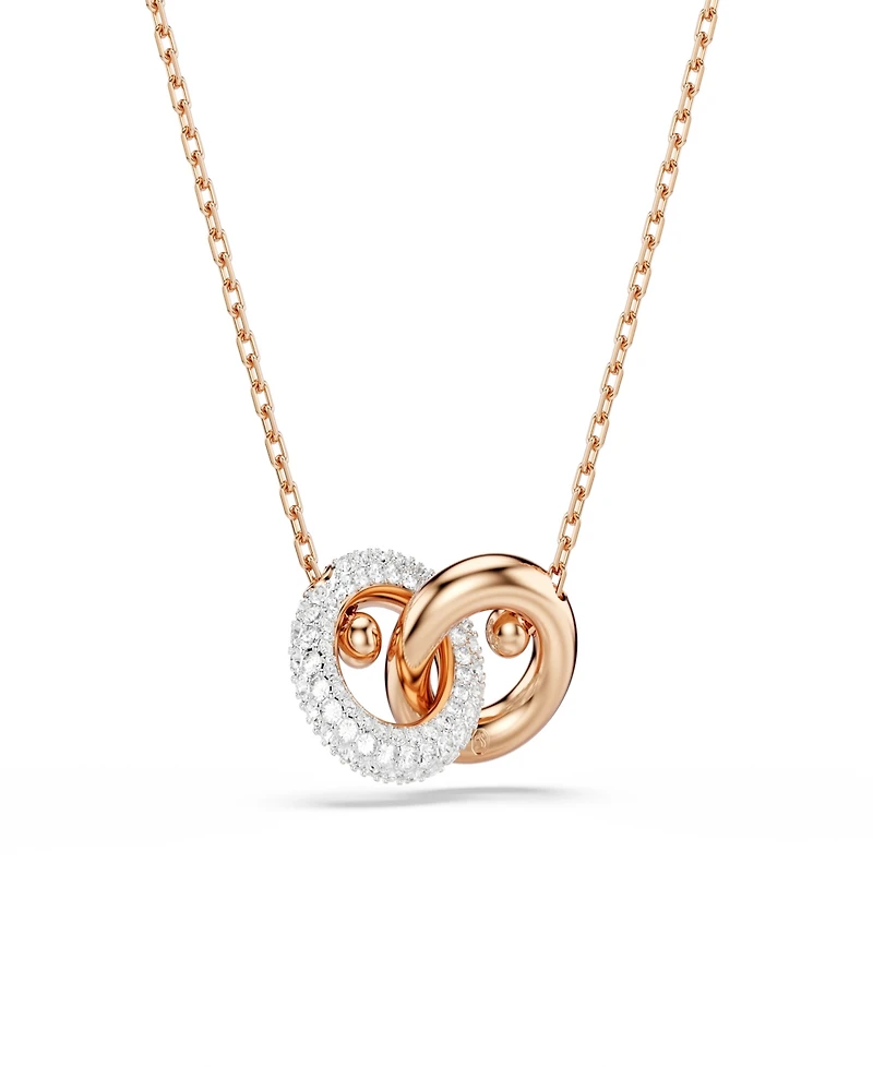 Swarovski Rose Gold-Tone Two Interlinked Tubular Ring Necklace