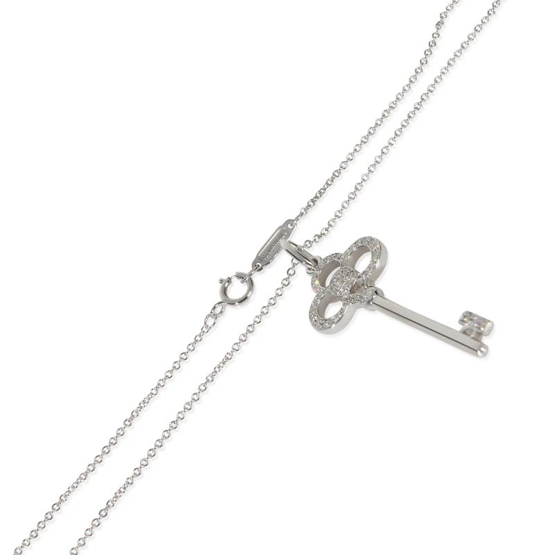Pre-Owned Tiffany & Co White Gold Diamond Crown Key Pendant