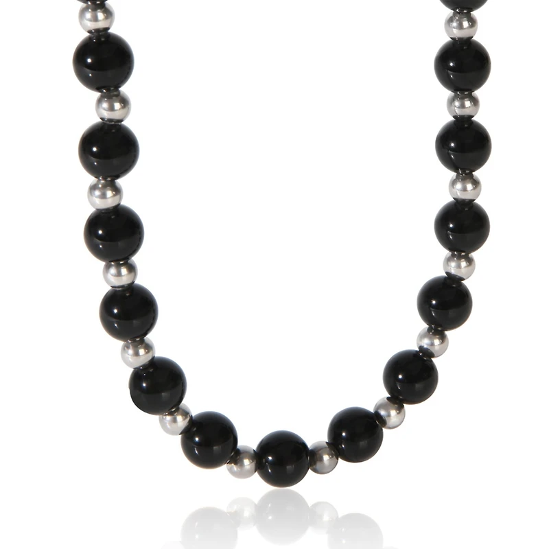 Pre-Owned Tiffany & Co Sterling Silver Onyx and Silver Bead Necklace