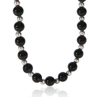 Pre-Owned Tiffany & Co Sterling Silver Onyx and Silver Bead Necklace