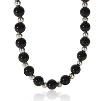 Pre-Owned Tiffany & Co Sterling Silver Onyx and Silver Bead Necklace