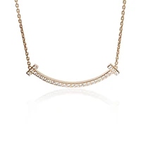 Pre-Owned Tiffany & Co Rose Gold Diamond Medium Model Tiffany T Smile Necklace