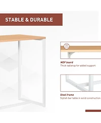 flynama Modern Counter Height Bar Table with 3 Storage Shelves