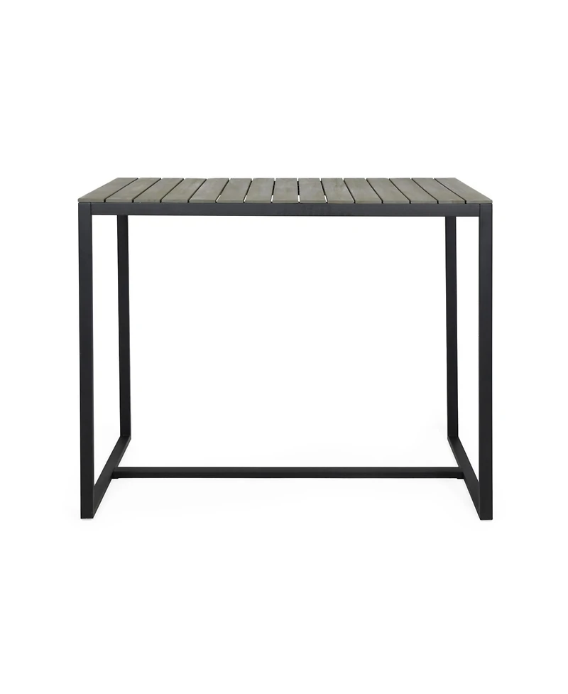 flynama Acacia Wood and Metal Industrial Outdoor Bar Table