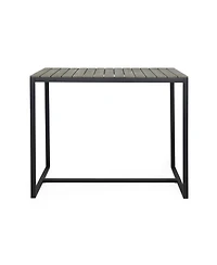 flynama Acacia Wood and Metal Industrial Outdoor Bar Table