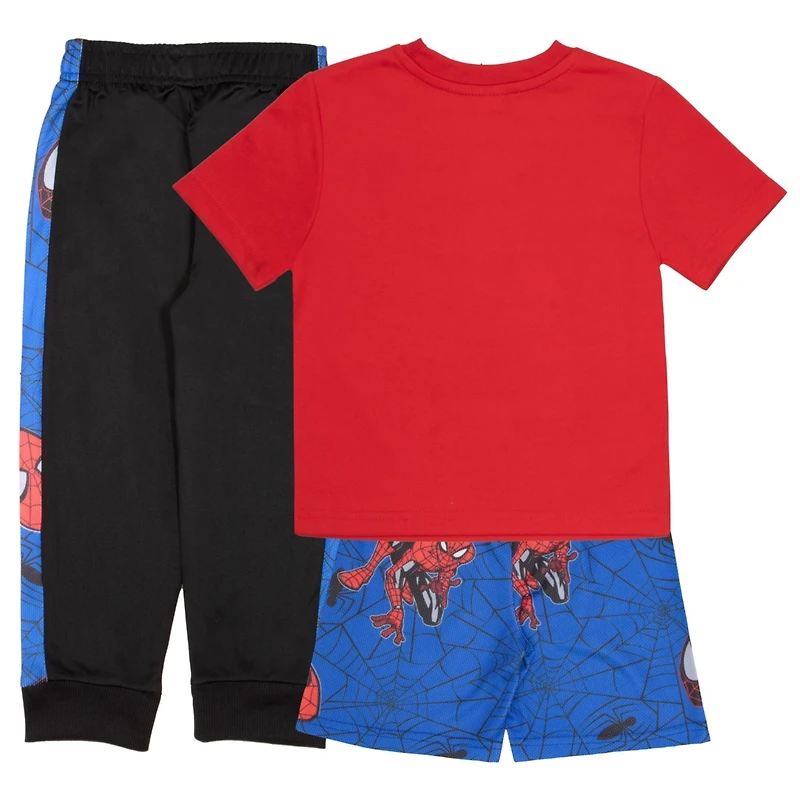 Spider-Man Toddler Boys 3-Piece Short Sleeve T-Shirt, Shorts and Jogger Pants Set