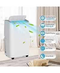 Xo 14,000 Btu Portable Ac, Led Touch Panel and Remote Control, Quiet 3-in-1 Cooling, Dehumidifier and Fan, 750 Sq. Ft