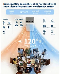 Xo 10,000 Btu Portable Ac with Heater, Remote, Led Display, Sleep Mode and Installation Kit for Up to 450 Sq. Ft