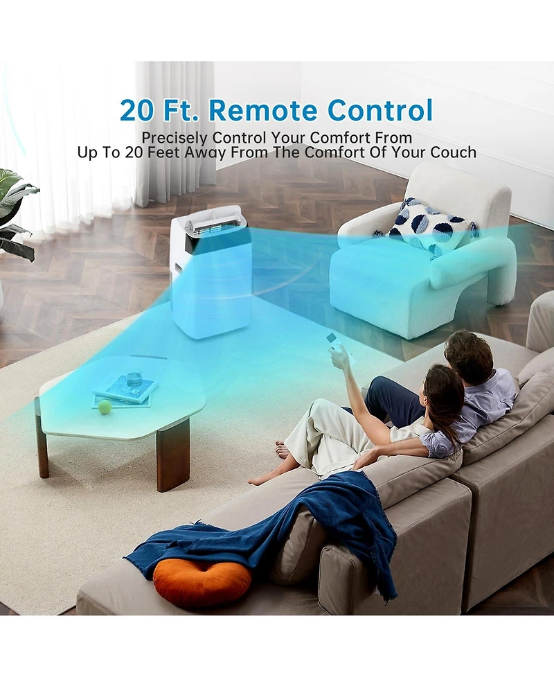 Xo 12,000 Btu Portable Ac for Up to 550 Sq. Ft. with Cooling, Fan and Dehumidifying, Remote, Backlit Led Panel, 24H Timer
