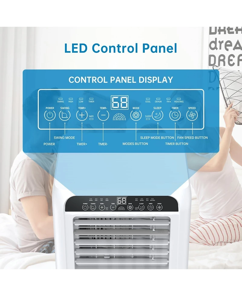 Xo Portable 8000 Btu Air Conditioner with Remote, Energy Efficient and Quiet Operation for Rooms Up to 350 Sq.Ft, 24H Timer