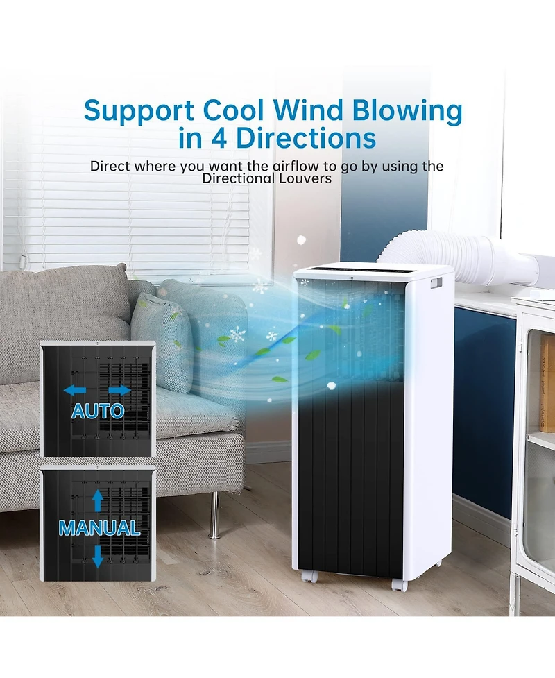 Xo 8,000 Btu Portable Air Conditioner with Remote, Led Panel, Dehumidifier and Fan for Rooms up to 350 Sq. Ft