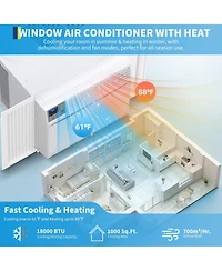 Xo 18000 Btu Window Ac with Heater, WiFi Smart Unit, Cools and Heats 1000 Sq. Ft, App and Voice Control, 230V