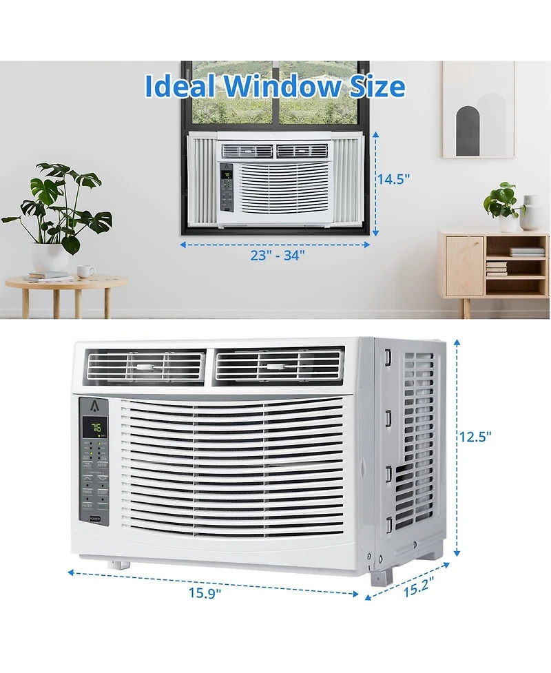 Xo 6000 Btu Window Ac Unit, 3-in-1 Air Conditioner, Sleep and Eco Mode, Timer, 115V