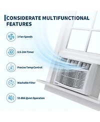 Xo 8000 Btu Window Ac, Energy Star Air Conditioner, Cools 350 Sq. Ft, 24H Timer, Sleep Mode, Auto Restart, 115V