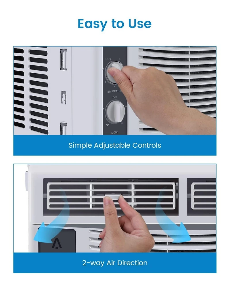 Xo 5000 Btu Window Ac Unit, Mechanical Control Air Conditioner, Cools 150 Sq. Ft, Low Noise, Easy Install Kit