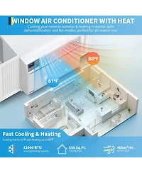 Xo 4-in-1 WiFi Smart 12000 Btu Window Air Conditioner with Heater, Remote/ App Controlfor Rooms Up to 550 Sq. Ft.