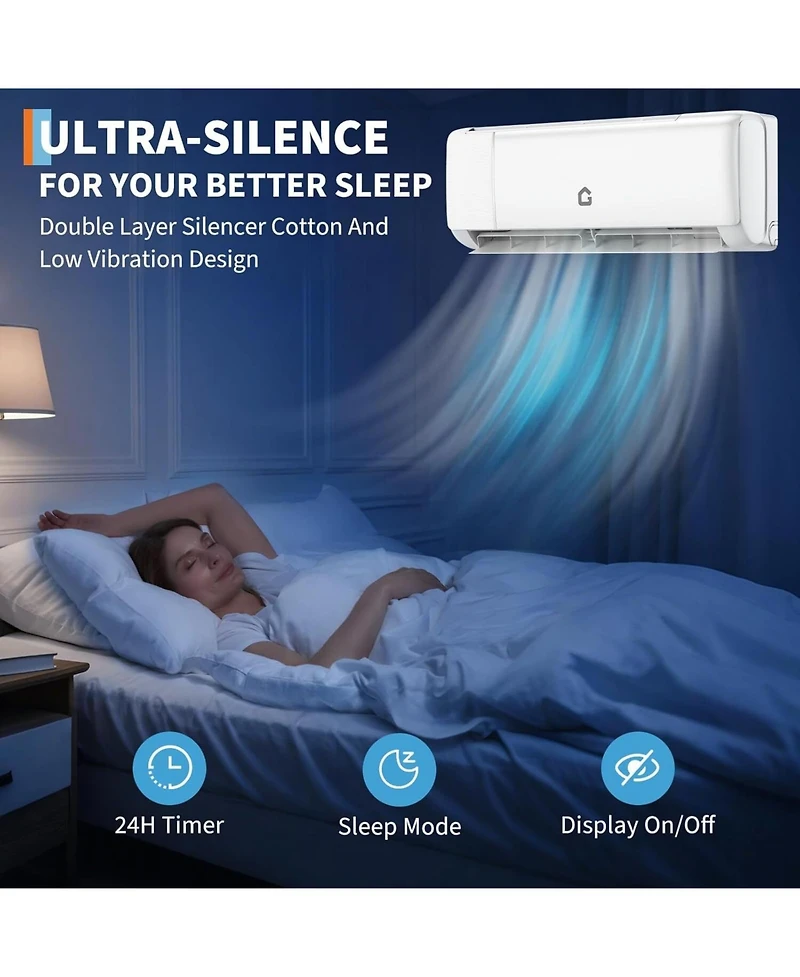 Xo 12000 Btu Mini Split Air Conditioner, 18.5 SEER2 Efficiency with WiFi and Remote Control Up to 750 Sq.ft. 230V