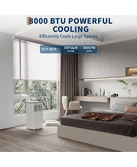 Xo 8000 Btu 3-in-1 Portable Air Conditioner with Cooling, Fan and Dehumidifier Functions Cools Up to 350 Sq. Ft.