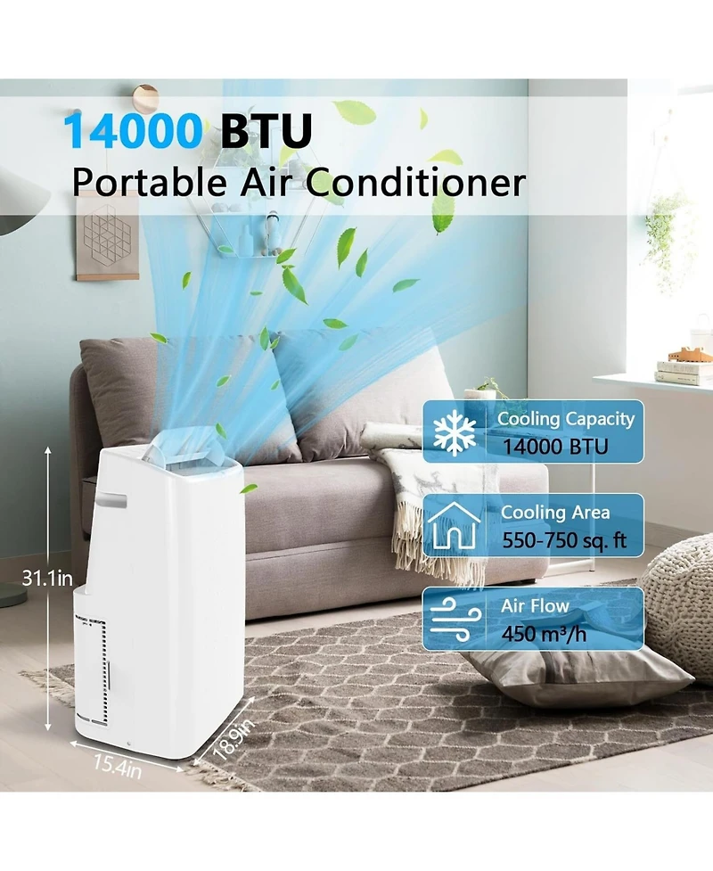 Xo 14000 Portable Air Conditioner with Dehumidifier and Fan, Secure Hose and Window Kit
