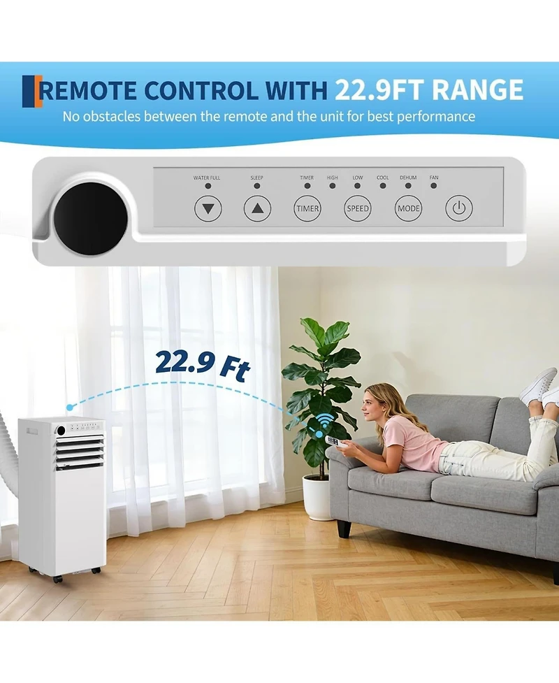 Xo 3-in-1 8000 Btu Portable Air Conditioner with Cooling, Dehumidifier and Fan Modes for Rooms to 350 Sq. Ft.