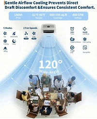 Xo 14,000 Btu Portable Air Conditioner with Fast Cool, Air Purification, Cools Up to 750 Sq. Ft.