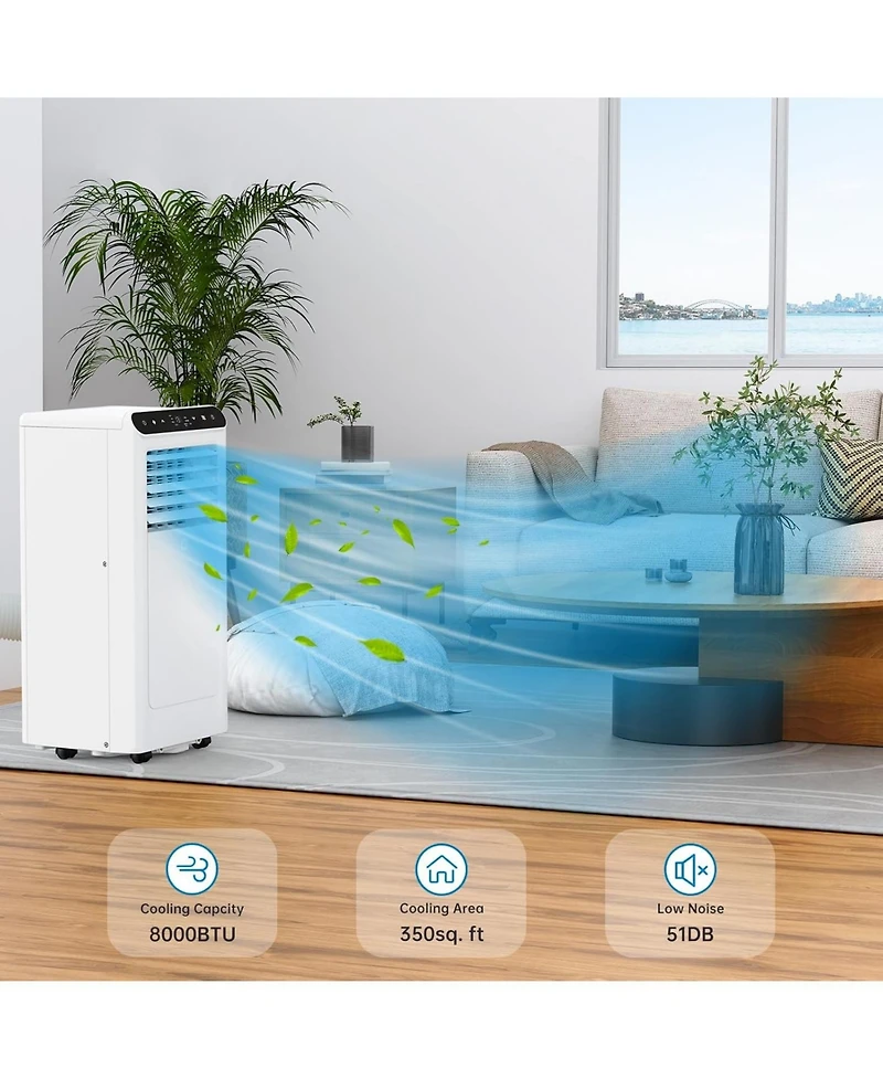 Xo 3-in-1 Plus 8000 Btu Portable Air Conditioner with Cooling, Dehumidifier and Fan for Rooms Up to 350 Sq. ft.