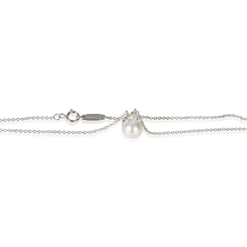 Pre-Owned Tiffany & Co White Gold Pearl and Diamond Signature Pendant