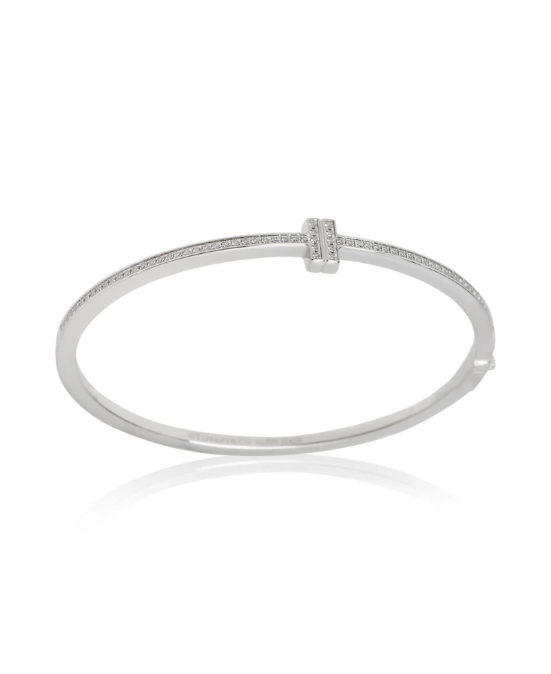 Pre-Owned Tiffany & Co White Gold Diamond Tiffany T Narrow Hinged Bracelet