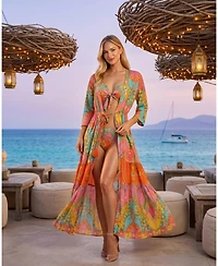 La Moda Clothing Women's Club Tropical Paisley Maxi Resort Dress