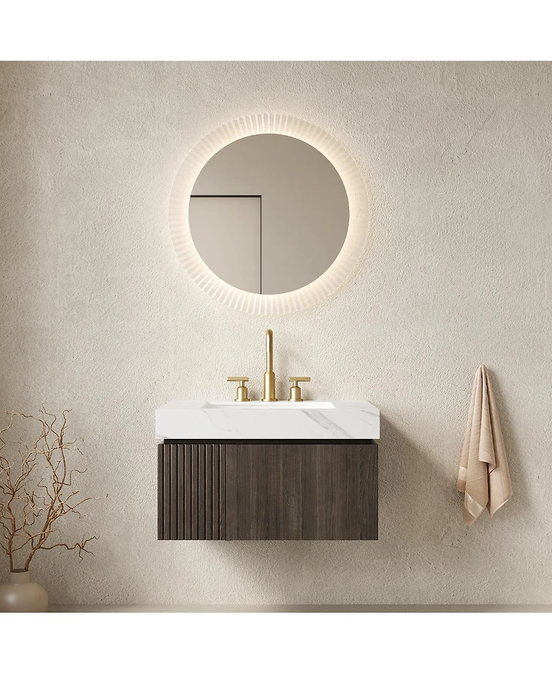Sillysis 30 Inch Bathroom Vanity with Carrara Sintered Stone Top, Ceramic Undermount Sink, Soft Close Cabinet, Pre-assembled