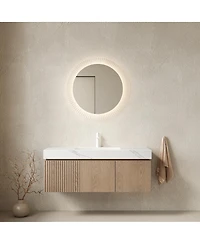 Sillysis Wall Mounted Bathroom Vanity, Sintered Stone Top, Carrara Ceramic Sink, Soft Close Cabinet