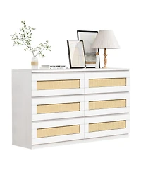 gaomon Storage Cabinet, 6 Drawer Faux Wicker Chest