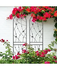 Clihome Metal Garden Trellis 86.7" x 19.7" Rustproof Trellis for Climbing Plants Outdoor Flower Support Butterfly Deco