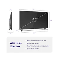 Roku 43" Select Series 4K Uhd Smart Tv Led Hdr Streaming Hdmi Usb - 43R4E5