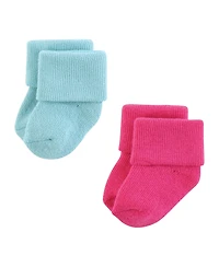 Hudson Baby Infant Girls Cotton Rich Newborn and Terry Socks -Pack