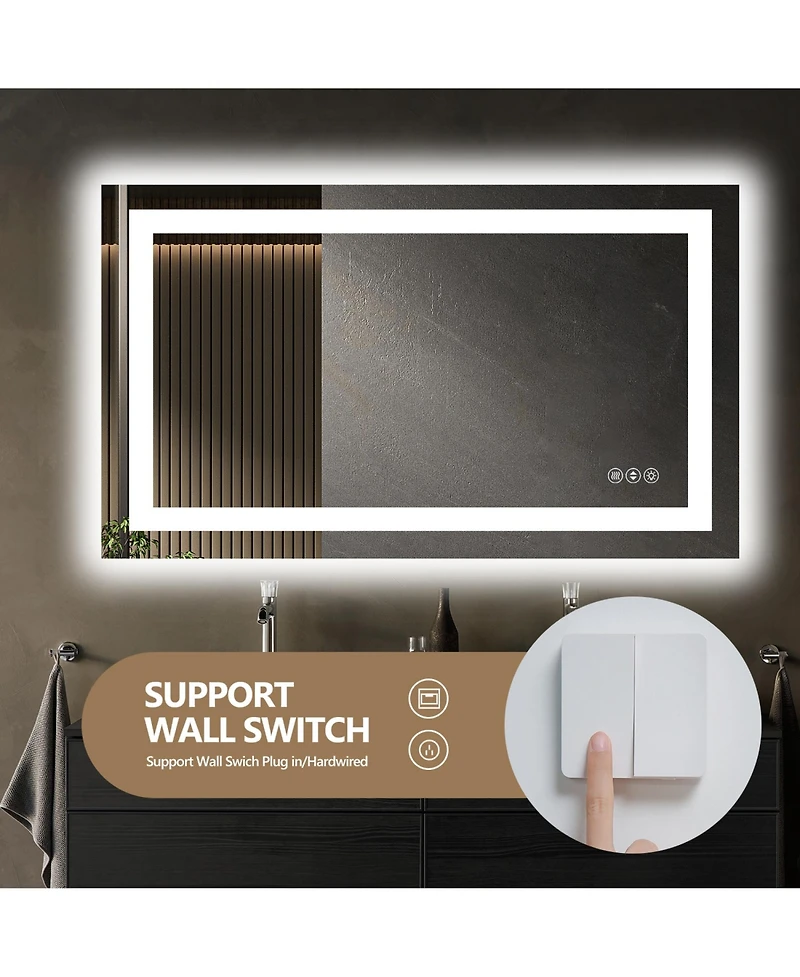 Rainsken 24x32 Inch Led Bathroom Mirror, Wall Mounted Anti-Fog Vanity Mirror, Shatterproof, Explosion-Resistant for Bathroom