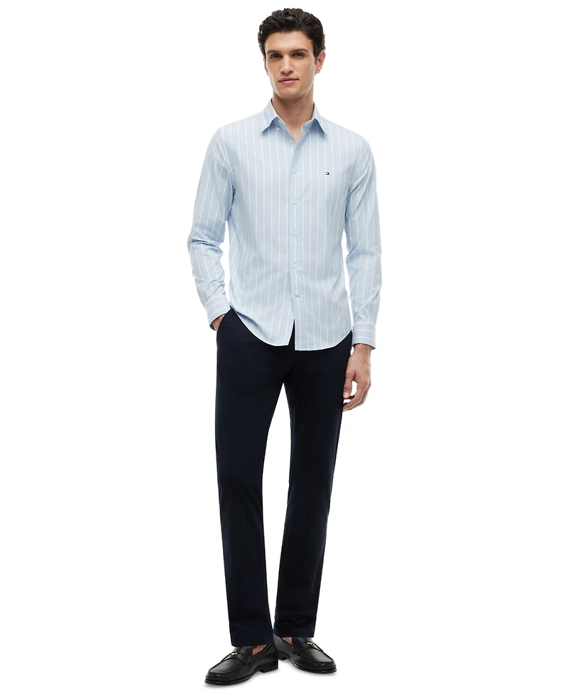 Tommy Hilfiger Men's Performance Poplin Stripe Shirt