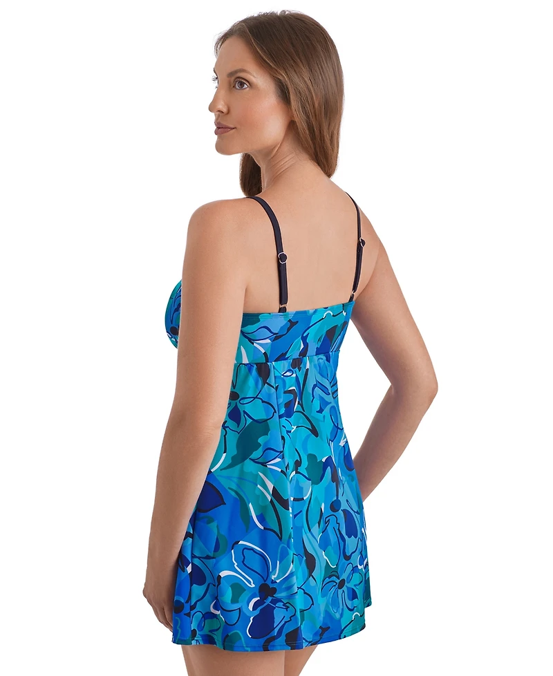 ShapeSolver Sport by Mimi Flamingo Women's Scoop Neck Printed Swim Dress
