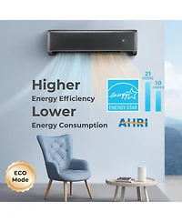 Ecooso Energy Star Certified 24000 Btu 21 SEER2 208-230V Mini Split Air Conditioner and Heater Gray Wifi Enabled