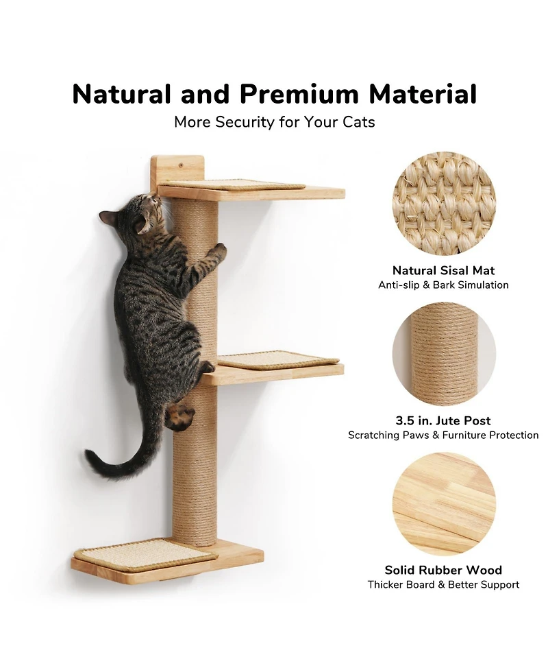 Aronkl 3 in 1 Transformable Cat Wall Shelves Perch Scratcher Climb Play Nap Stable Material