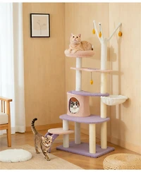 Zeus & Ruta Multi Level Cat Tower with Sisal Covered Scratching Posts for Indoor Cats