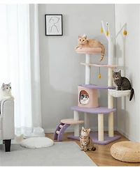 Zeus & Ruta Multi Level Cat Tower with Sisal Covered Scratching Posts for Indoor Cats