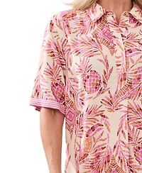 Tribal Women's Rayon Linen Button-Front Dress