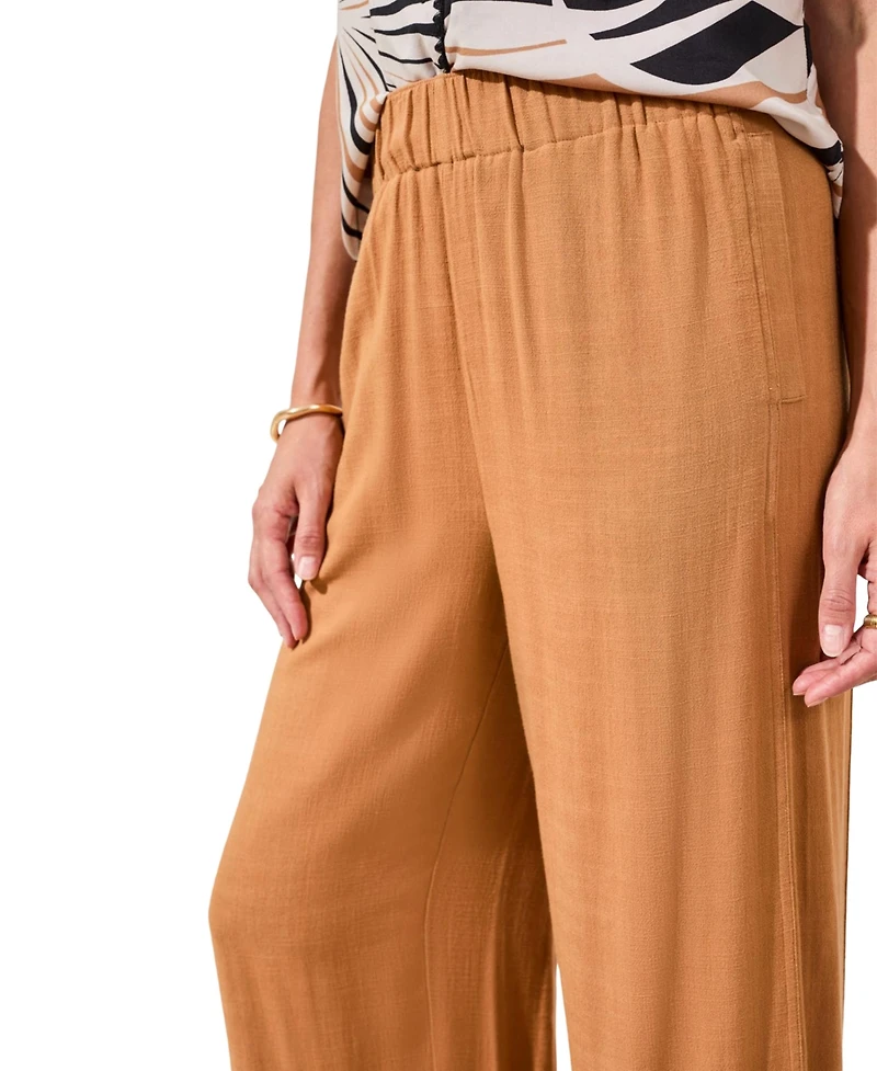 Tribal Women's Embroidered Challis Pull-On Capri Pants