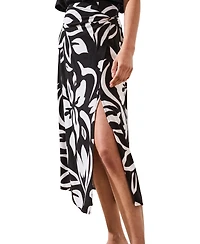 Tribal Women's Printed Textured Wrap Front Pull-On Skirt