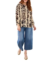 Tribal Women's Printed Woven Hidden Placket Top