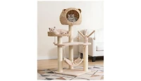 Zeus & Ruta Multi Level Cat Tree with Condo Hammock and Rotatable Hanging Balls for Indoor Cats