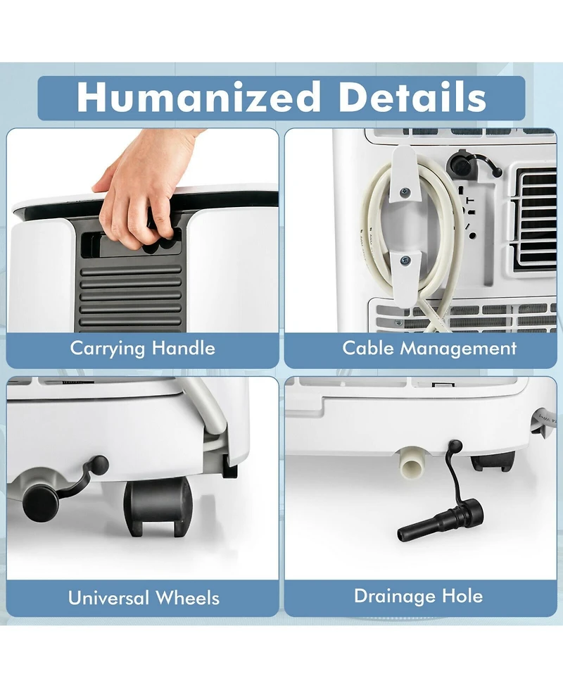 Ecooso 9000 Btu(Ashrae) Portable Air Conditioner with Fan and Dehumidifier