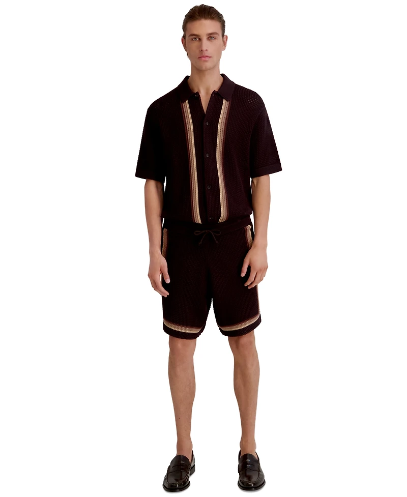 Karl Lagerfeld Paris Men's Open Weave Crochet Pull-On Shorts