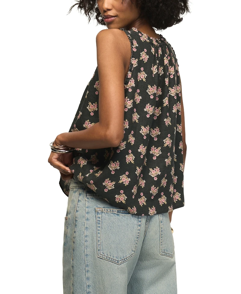 Lucky Brand Women's Scoop Neck Floral Printed Swing Tank Top